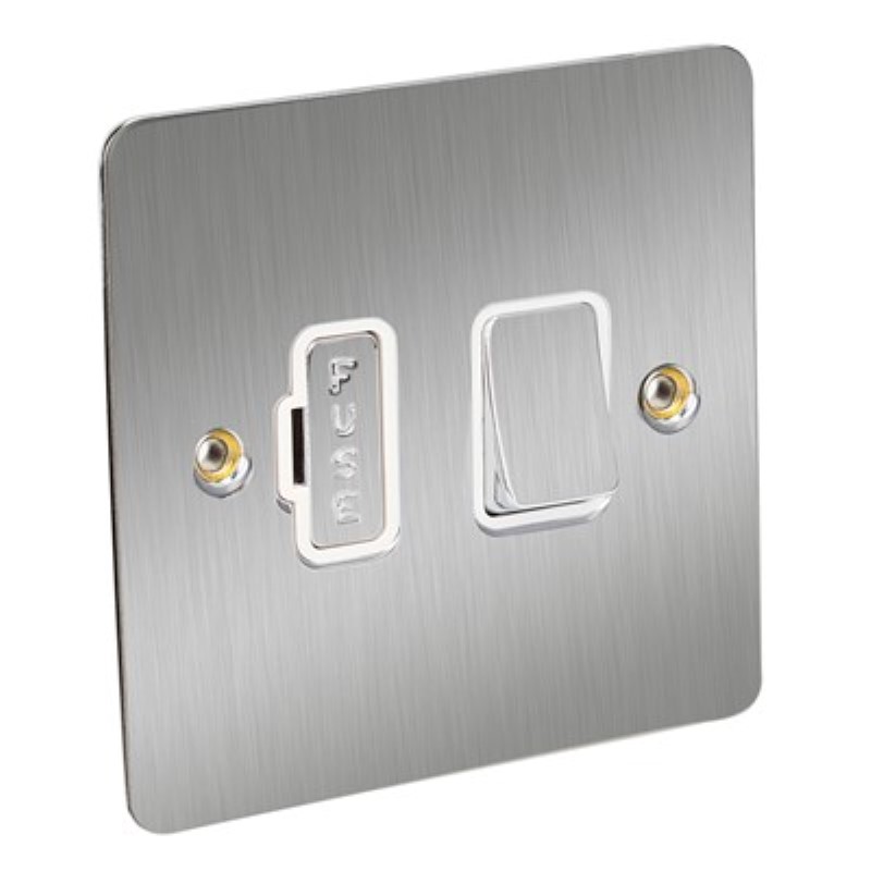 Flat Plate 13Amp Fused Connection Unit with Switch *Satin Chrome